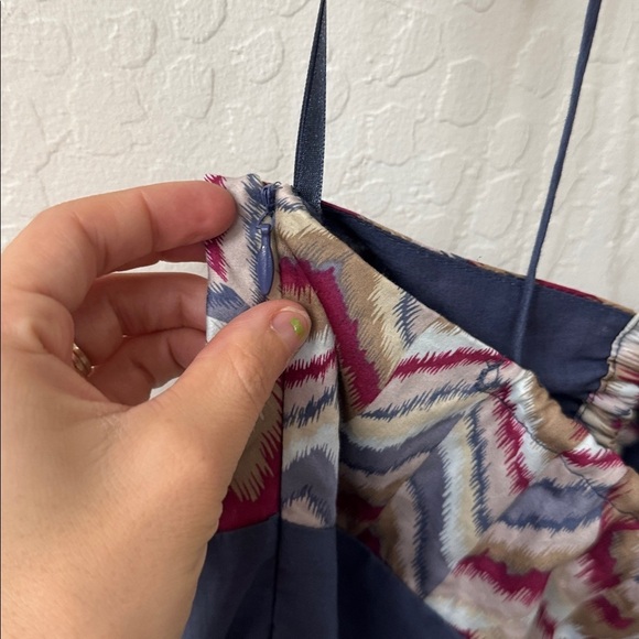 BCBGeneration Chevron Print Red Gray Maxi S Criss Cross Strap Dress Adjustable - Picture 6 of 7